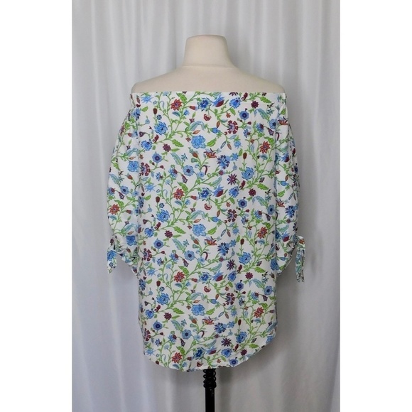 J. MCLAUGHLIN Natasha Tie Sleeve Off Shoulder Floral Top Blouse Summer Small - Picture 7 of 12